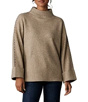 The Normal Brand Whipstitch Stretch Knit Wool Blend Mock Neck Sweater