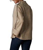 The Normal Brand Whipstitch Stretch Knit Wool Blend Mock Neck Sweater