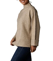 The Normal Brand Whipstitch Stretch Knit Wool Blend Mock Neck Sweater