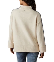 The Normal Brand Whipstitch Stretch Knit Wool Blend Mock Neck Sweater