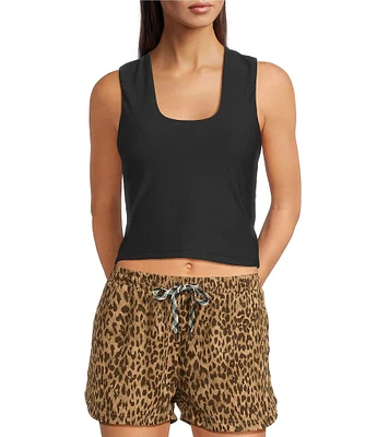 The Upside Onyx Kori Scoop Neck Sleeveless Crop Tank