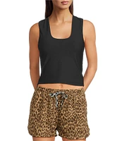 The Upside Onyx Kori Scoop Neck Sleeveless Crop Tank