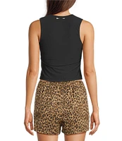 The Upside Onyx Kori Scoop Neck Sleeveless Crop Tank