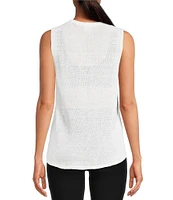 The Upside Tara Breathable Open Knit Linen High Neck Relaxed Tank Top