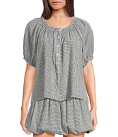 Things Between Button Front Gingham Woven Coordinating Top