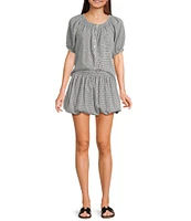 Things Between Button Front Gingham Woven Coordinating Top