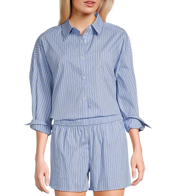 Things Between Button Front Stripe Poplin Top