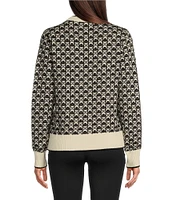 TILLEY Knit Jacquard Crew Neck Long Sleeve Sweater