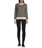 TILLEY Knit Jacquard Crew Neck Long Sleeve Sweater