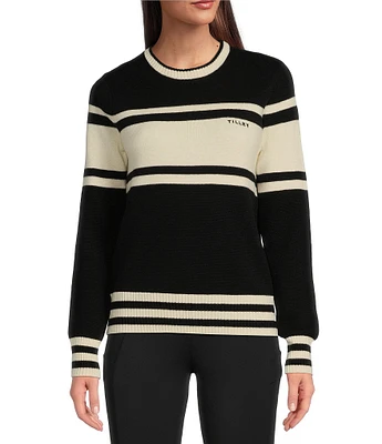 TILLEY Knit Stripe Pattern Crew Neck Long Sleeve Sweater