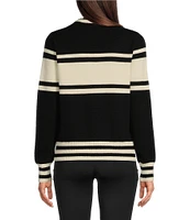 TILLEY Knit Stripe Pattern Crew Neck Long Sleeve Sweater