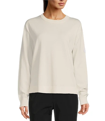 TILLEY Mixed Media Crew Neck Long Sleeve Hi-Low Sweater