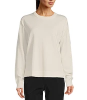 TILLEY Mixed Media Crew Neck Long Sleeve Hi-Low Sweater