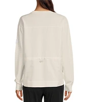 TILLEY Mixed Media Crew Neck Long Sleeve Hi-Low Sweater