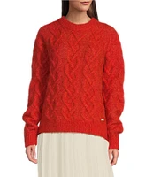 TILLEY Soft Knit Mohair Cable Crew Neck Long Sleeve Sweater