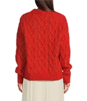 TILLEY Soft Knit Mohair Cable Crew Neck Long Sleeve Sweater