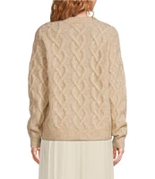 TILLEY Soft Knit Mohair Cable Crew Neck Long Sleeve Sweater