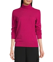 TILLEY Stretch Merino Wool Blend Turtleneck Long Sleeve Sweater