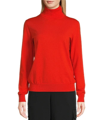 TILLEY Stretch Merino Wool Blend Turtleneck Long Sleeve Sweater