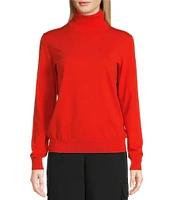 TILLEY Stretch Merino Wool Blend Turtleneck Long Sleeve Sweater