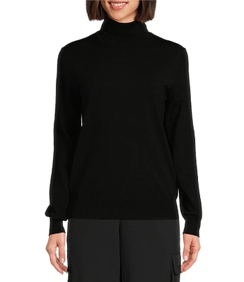 TILLEY Stretch Merino Wool Blend Turtleneck Long Sleeve Sweater