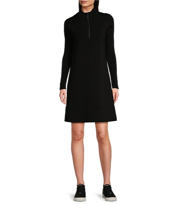 TILLEY Sweater Knit Quarter Zip Mock Neck Long Sleeve Dress