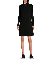 TILLEY Sweater Knit Quarter Zip Mock Neck Long Sleeve Dress