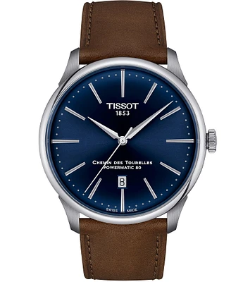 Tissot Men's Chemin Des Tourelles Powermatic 80 Automatic Leather Strap Watch