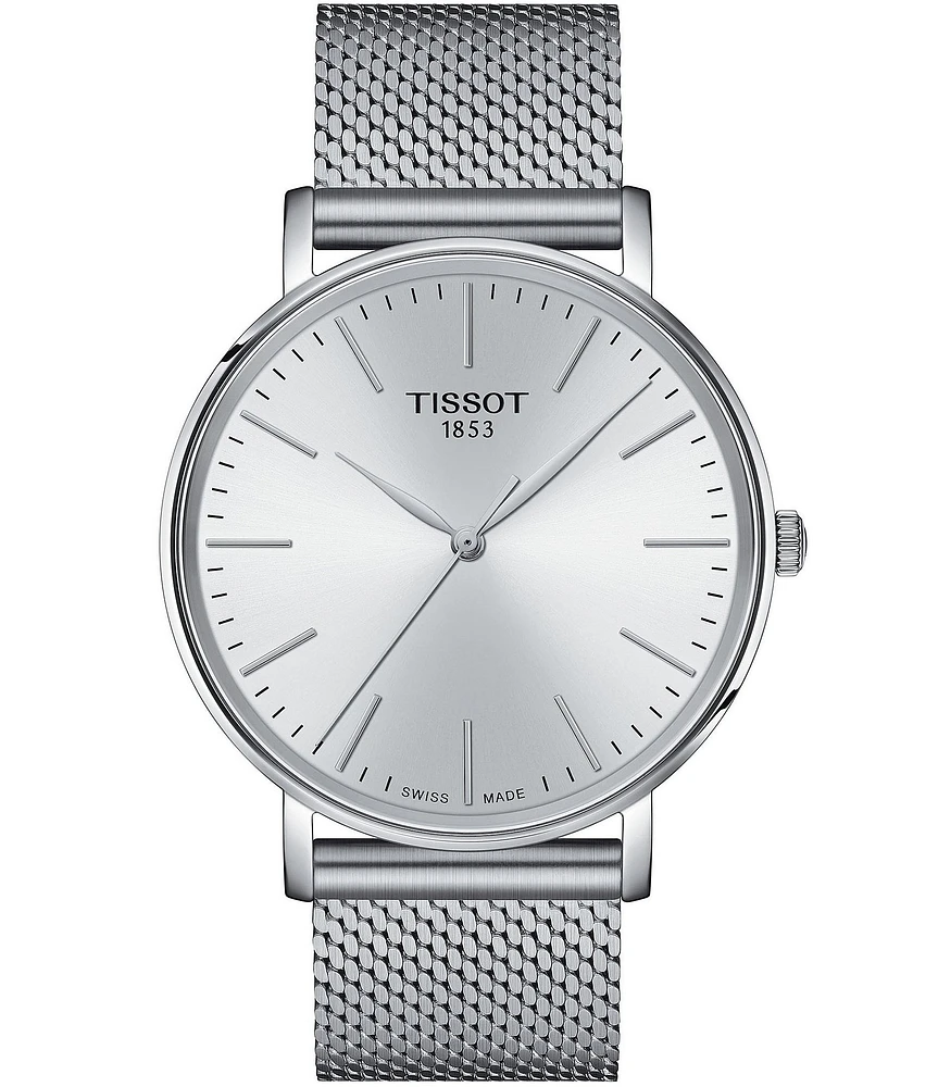 Tissot Men's Everytime Quartz Analog Mesh Silver Stainless Steel Bracelet Watch