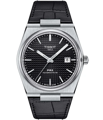 Tissot Men's PRX Classic Collection Automatic Black Leather Strap Watch