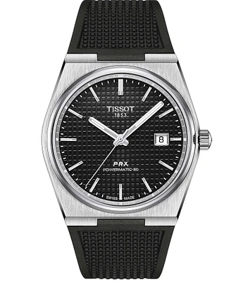 Tissot Men's Gridded Prx Powermatic 80 Automatic Black Strap Watch