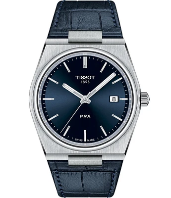 Tissot Men's Prx Quartz Analog Blue Leather Strap Watch