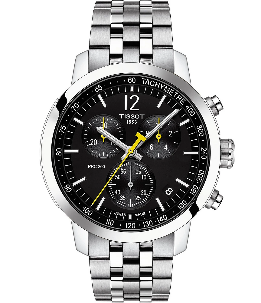 Tissot PRC 200 Black Dial Chronograph Bracelet Watch