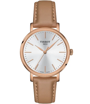 Tissot Women's Everytime Quartz Analog Beige Leather Strap Watch