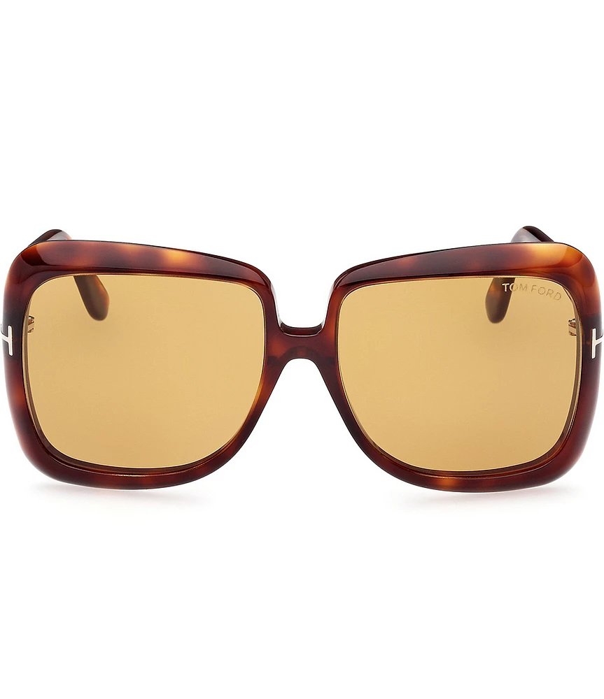 TOM FORD Lorelai 59mm Square Tortoise Statement Sunglasses