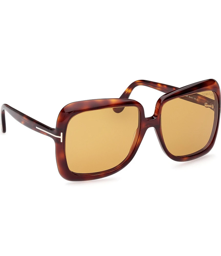 TOM FORD Lorelai 59mm Square Tortoise Statement Sunglasses