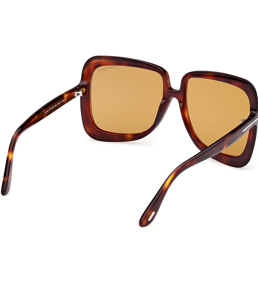 TOM FORD Lorelai 59mm Square Tortoise Statement Sunglasses