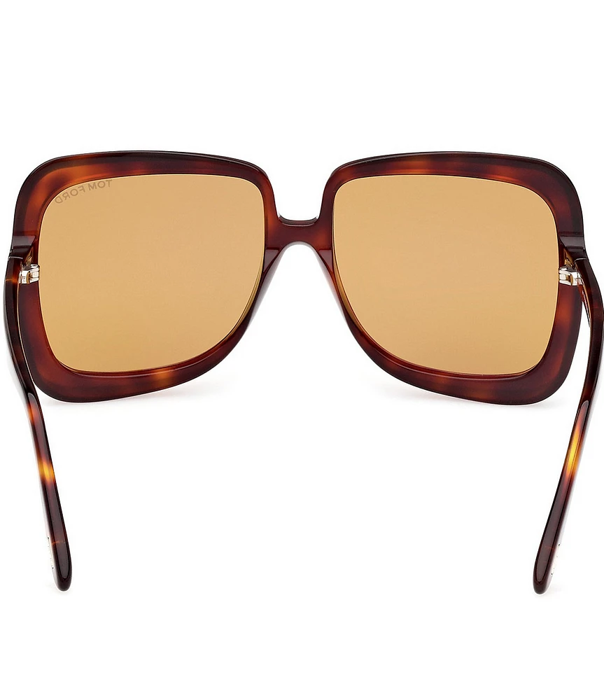 TOM FORD Lorelai 59mm Square Tortoise Statement Sunglasses