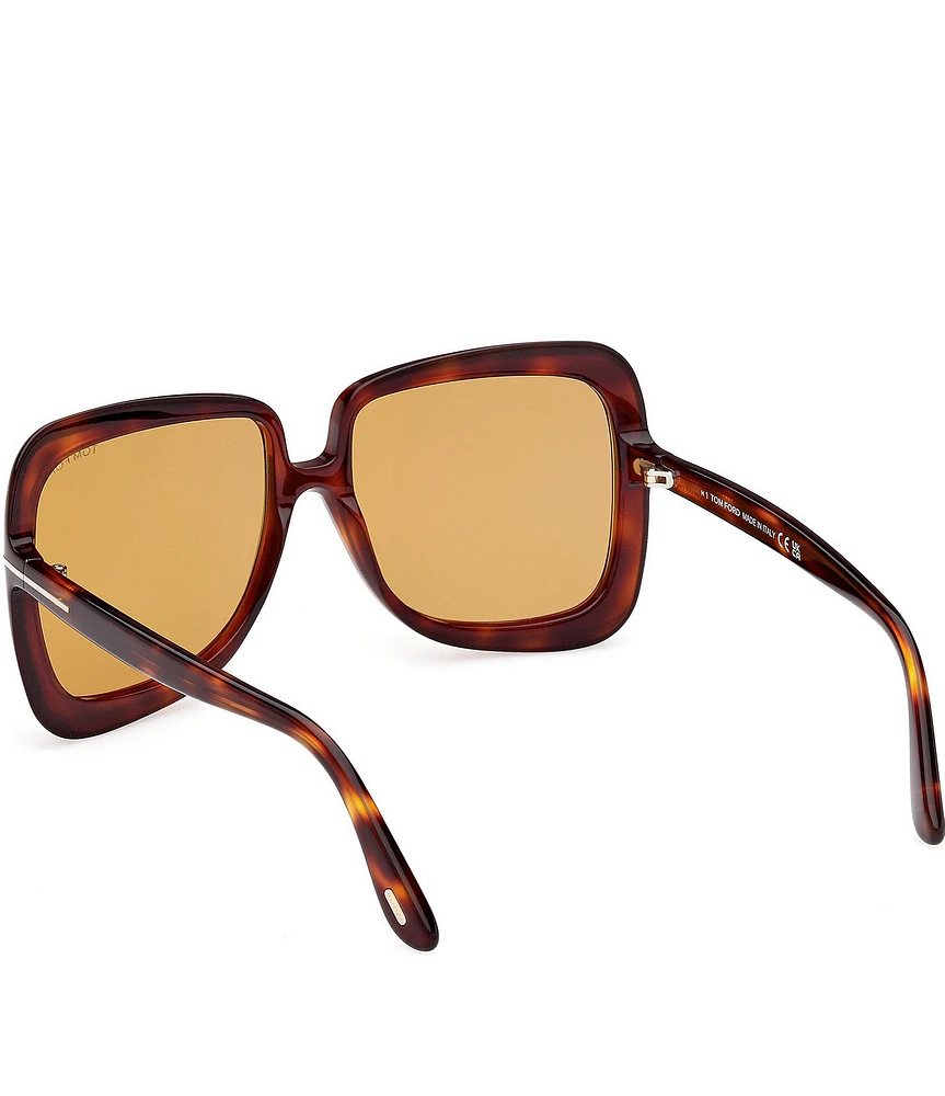 TOM FORD Lorelai 59mm Square Tortoise Statement Sunglasses