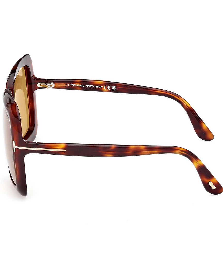 TOM FORD Lorelai 59mm Square Tortoise Statement Sunglasses