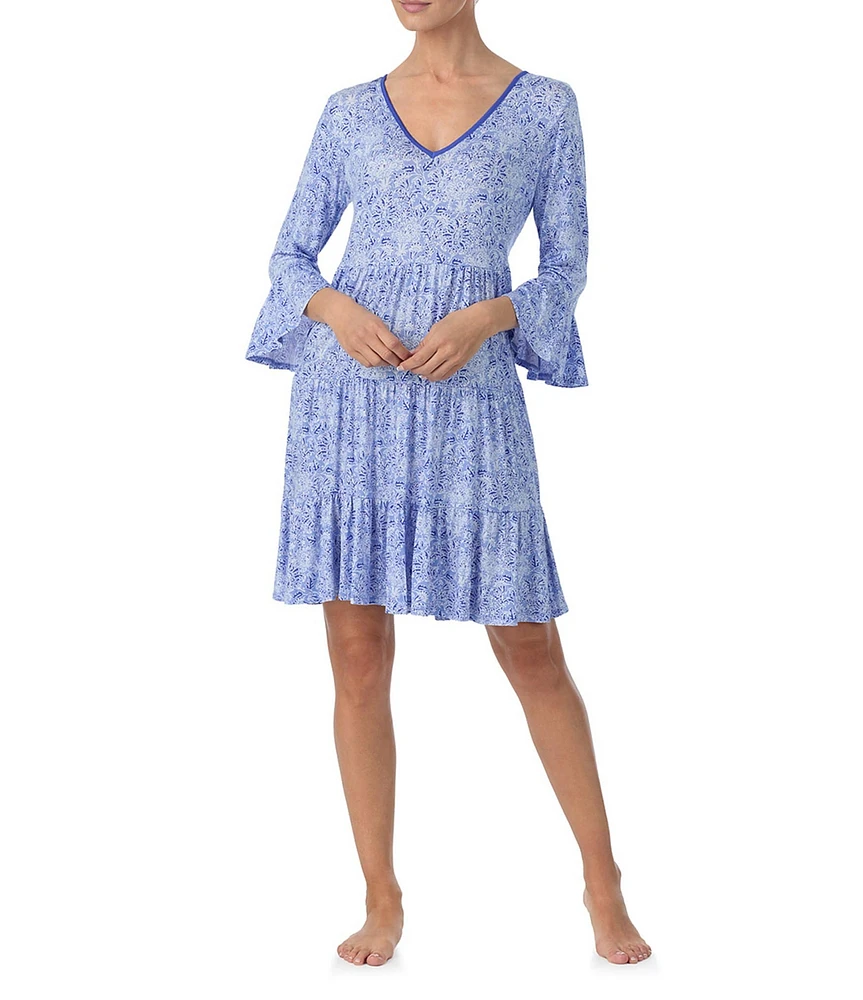 Tommy Bahama 3/4 Sleeve V-Neck Printed Nightshirt