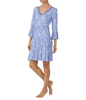 Tommy Bahama 3/4 Sleeve V-Neck Printed Nightshirt