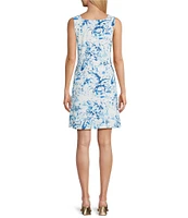 Tommy Bahama Abby Interlock Flora Fresco Peach Jersey Scoop Neck Sleeveless Sheath Dress