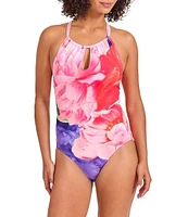 Tommy Bahama Artist Series High Neck Keyhole One Piece Swimsuit