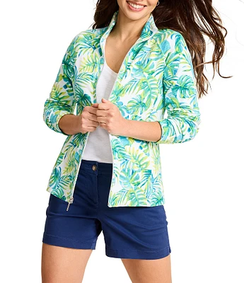 Tommy Bahama Aruba La Playa Palms Tropical Printed Stand Collar Long Sleeve Full-Zip Sweatshirt