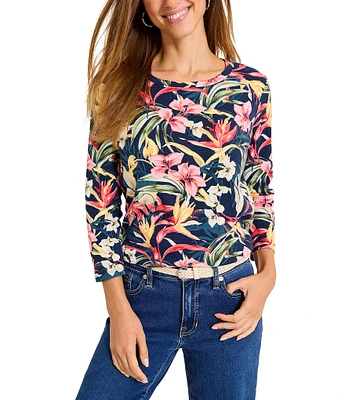 Tommy Bahama Ashby Isles Flora Amora Scoop Neck 3/4 Sleeve Tee