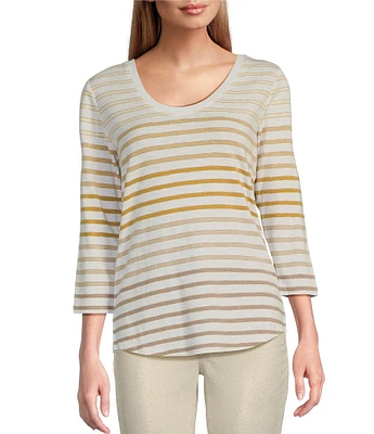 Tommy Bahama Ashby Isles Horizon Stripe Scoop Neck 3/4 Sleeve Tee