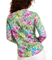 Tommy Bahama Ashby Isles Jungle Jewels Slub Floral Printed Scoop Neck 3/4 Sleeve T-Shirt