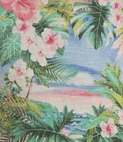Tommy Bahama Ashby Isles Ocean Vida Tropical Printed Slub Rib V-Neck Short Puff Sleeve Top