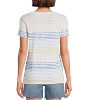 Tommy Bahama Ashby Isles Seabright Stripe Slub Ribbed Knit Crew Neck Short Sleeve Tee
